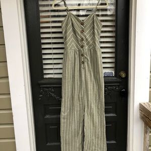 Striped Olive Jumpsuit